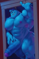 absurd_res ambiguous_pov balls big_pecs big_penis blue_body blue_eyes blue_fur dirtyyeen disney foreskin genitals hand_on_hip hi_res huge_cock huge_penis humanoid_genitalia humanoid_penis looking_at_viewer male male_only meme monster monsters_inc monsters_university muscular muscular_male nipples pecs penis pixar purple_nipples shoegaze. smile solo solo_focus solo_male standing_in_doorway sulley teeth uncut vein veiny_penis