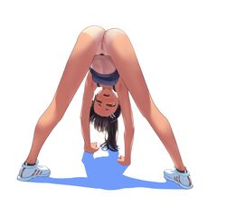 1girls ankle_socks anklehighs anus armpits arms_down arms_up ass bent_over black_hair black_socks doggy_style female_focus female_only hayase_nagatoro looking_at_viewer madaotheory no_panties please_don't_bully_me,_nagatoro pose pussy simple_background small_breasts socks solo sports_bra tan tanline uncensored white_background