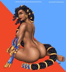 2d big_breasts brown_skin dark_skin dreadlocks imani_(paladins) paladins rafadg