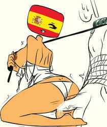 back_view clothing collar countryhumans countryhumans_girl cum_in_pussy female flawsy penis questionable_consent spain spain_(countryhumans) spanish_flag tagme