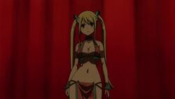 16:9_aspect_ratio 1girls animated ass ass_cleavage ass_shake audience backboob barefoot bikini blonde_hair bouncing_breasts bracelet breasts butt_crack canonical_scene cleavage crowd dancing fairy_tail feet female floral_print harem_outfit jewelry large_breasts large_filesize loincloth lucy_heartfilia navel no_sound pantsu pink_panties screen_capture screencap stage swimsuit tagme tied_hair twintails underboob underwear video webm wide_hips