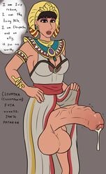 1futa balls breasts civilization civilization_vi cleopatra clothed clothing cum dialogue dripping_cum egyptian egyptian_clothes foreskin futa_only futanari huge_balls huge_cock hyper_balls hyper_penis mostly_clothed patreon penis precum solo text uncircumcised xxxx52