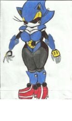 ass big_breasts bimbo black_pants blue breasts claws djayterios1996 eyelashes featureless_breasts female half-closed_eyes heels hole_in_stomach looking_at_viewer low_res metal_shoes metal_sonic metal_sonique metallic_body mouthless no_mouth red_eyes red_shoes robot rule_63 seductive seductive_gaze seductive_look simple_background solo staring_at_viewer stockings stripes thick_thighs thighs white_background