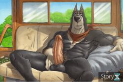 1boy abs animated anthro furryrevolution male male_only muscular_male nipples pecs rooster_(the_secret_life_of_pets) solo the_secret_life_of_pets throbbing