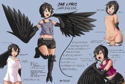 1boy androgynous balls ballsack choker english_text femboy foreskin harpy intact jae_lyric_(kt80at) kt80at male microphone original_character partially_retracted_foreskin penis scrotum shaved_crotch short_hair smooth_skin tagme testicles thighhighs trap uncut veiny_penis