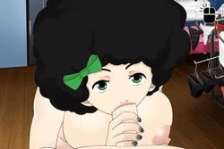 1boy 1girls afro animated big_breasts black_hair blowjob breast_press breasts carl_(umichan) clothing fellatio female game_cg gif hairbow looking_at_viewer looking_up male mira_(umichan) nipples nude nude_female oral pale_skin pov spiralvortexplay stealth_sex straight ttrop umichan umichan_maiko_classroom_havoc_(umch) unseen_male_face vortex00