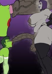 1boy 1futa balls beast_boy breasts chubby dark_penis darkened_genitalia darkened_nipples darkened_penis dc dc_comics dittochad dress_up femboy futa_is_bigger futa_on_male futanari gray_skin green_hair green_skin grey_skin held_up huge_ass huge_balls huge_breasts huge_cock imminent_sex inminent_sex intersex kissing lipstick lipstick_mark male penis purple_hair raven_(dc) size_difference small_penis sniffing_penis sweat sweating teen_titans thick_thighs thighhighs veiny_penis
