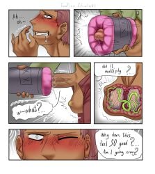 balls balls_bulge breed confused_look dark-skinned_male dark_skin egg_implantation egg_laying eggs erection gay genital_fluids infected infestation jerking jerking_off jerkingoff male male_focus male_only masturbation original original_character parasite red_hair red_pants self_upload sex_toy tentacle_in_balls testicles tuafirx_chuiaki weird worm