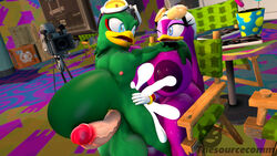 3d 3d_(artwork) anthro avian balls beak bird camera cum cum_inside dickgirl duo eyelashes feathers furry futa_is_bigger futa_on_male futanari glasses green_body green_feathers hair hawk inside jet_the_hawk jetave male penis purple_body purple_feathers sex sonic_(series) swallow swallow_(bird) tail_feathers thesourcecomm wave_the_swallow wink