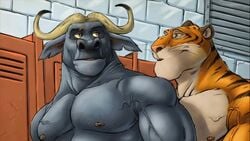 2boys abs animated biceps chief_bogo disney furryrevolution gay interspecies locker_room male male/male male_only muscular muscular_male nude obliques pecs sound tagme teeth tiger_dancer_(zootopia) tongue triceps veiny video yaoi zootopia