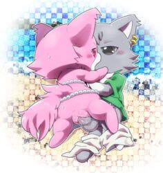 anthro balls beach bikini blush bodily_fluids bottomwear chibi clothed clothing dian_(jewelpet) domestic_cat duo ear_piercing erection felid feline felis female female_penetrated fluffy fluffy_tail fur furry furry_only garnet_(jewelpet) gem genital_fluids genitals grey_body grey_eyes hi_res jewelpet kissing maine_coon making_out male male/female male_penetrating male_penetrating_female mammal ofuro open_clothing open_shirt open_topwear pants pearl_(gem) penetration penis persian_cat piercing pink_body pink_eyes pussy pussy_juice sanrio seaside sex shirt straight swimwear tail topwear vaginal_penetration