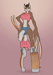 absurd_res anthro ballet ballet_high_heels balls big_feet big_hands bottomwear brown_body brown_fur brown_hair cheek_tuft claws clothing cropped_hoodie daisy_dukes dancewear denim denim_bottomwear denim_clothing denim_shorts dressed_penis ear_tuft eyewear facial_tuft feet felid feline flaccid footwear fur furgonomic_bottomwear furgonomic_footwear furgonomics genitals glasses gynomorph hair hi_res high_heels hotpants humanoid_genitalia humanoid_penis hyper_claws intersex long_claws long_nails longblueclaw looking_at_viewer lynx mammal orange_claws penis pink_eyes saggy_balls shoes shorts signature simple_background slim smile solo tuft vein veiny_penis
