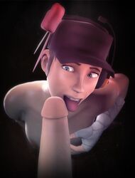 blue_eyes breast_grab down_angle fellatio femfortress femscout happy licking_penis naked oral source_filmmaker team_fortress_2 tongue tongue_out