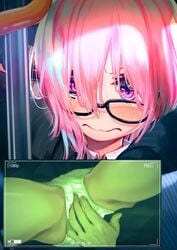 1boy 1girls animated blush chikan fate/grand_order fate_(series) fingering fingering_partner fingering_through_clothes glasses mash_kyrielight molestation nigorimizu no_sound pink_hair recording rubbing_pussy shorter_than_10_seconds shorter_than_30_seconds video webm white_panties wide_eyed