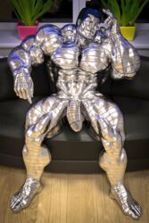 1boy 3d 3d_(artwork) bara colossus hopefulsquire male male_only marvel marvel_comics metal metal_penis metallic_body muscular muscular_male naked nude pecs penis piotr_rasputin shiny solo source_removed thick_penis uncensored x-men yaoi