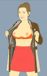 1970s 1girls 2d 70s boobies boobs bra british british_female classic_who coat colour coloured companion_(doctor_who) doctor_who edit edited exposed_breasts exposing exposing_breasts exposing_chest exposing_self female_only flashing flashing_breasts functionally_nude functionally_nude_female high-heeled_jill large_breasts liz_shaw midriff midriff_peek orange_bra red_skirt skirt solo solo_female tits titties