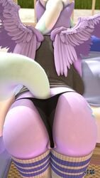 3d 9:16 anthro anthrofied anthroponiessfm ass bent_over big_butt clothing cloud_chaser_(mlp) equid equine feathered_wings feathers female friendship_is_magic genitals hasbro hi_res mammal my_little_pony panties pegasus pussy pussy_floss solo underwear wings