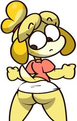 1girls 2020 2021 animal_crossing ass big_ass bottomless canine female huge_ass isabelle_(animal_crossing) nintendo no_panties shih_tzu simple_background tagme upskirt vilepluff wardrobe_malfunction