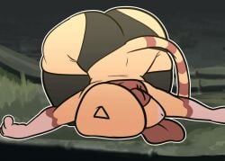 2d_animation animated anthro anthrofied ass ass_up big_butt black_clothing black_legwear black_panties black_stockings black_underwear bottom_heavy bottomwear brown_ears butt_jiggle closed_eyes clothed clothing daisy_(waffafries) eye_markings female floppy_ears front_view fur generation_2_pokemon gloves_(marking) head_down_ass_up hi_res huge_butt jiggling legwear loop lop_ears lying markings multicolored_body multicolored_fur nintendo on_front panties pants playing_dead pokemon pokemon_(species) pokemorph pseudo_hat shaking_butt smeargle solo stockings tail tail_markings tan_body tan_fur thick_thighs thigh_highs topless topless_anthro topless_female trans_(lore) trans_woman_(lore) underwear waffafries wide_hips