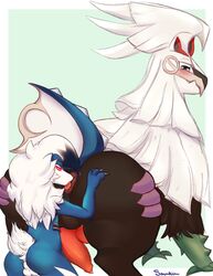 absurd_res anal animal_genitalia animal_penis anthro anthro_on_feral anus ass backsack balls big_butt black_body blue_body blue_fur blush canid canine_penis claws duo feral fur genitals girly hand_on_butt hi_res knot legendary_pokémon looking_back lycanroc male male/male mammal mane midnight_lycanroc nintendo oral penis pokémon_(species) pokemon red_ears red_eyes rimming senpaikitten sex shiny_pokémon silvally spiky_fur tail_tuft talons thick_thighs tuft video_games white_body white_fur zoophilia