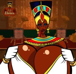 ancient_egypt ancient_egyptian big_breasts big_nipples breast_grab breast_hold breast_shake breasts crown egypt egyptian egyptian_female egyptian_headdress exposed_breasts gigantic_breasts huge_breasts large_breasts long_gloves newdity no_nipples queen_titahatenamun_ebonee tale_of_ebonee