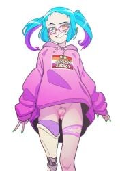 bottomless gretchen_grimm_(pinkpirate) lesbian_pride_colors pinkpirate pride_flag pride_month prosthetic_leg the_pink_pirate
