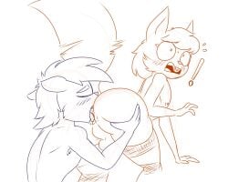 anal anthro anus balls braces clothing duo genitals hi_res ian_(lechugansfw) lechugansfw legwear looking_pleasured male male/male mammal matt_(lechugansfw) mephitid oral rimming rodent sciurid sex skunk thick_thighs thigh_highs tree_squirrel