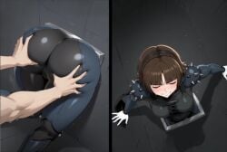 1boy 1boy1girl 1girls ai_generated animated animation ass ass_focus ass_grab atlus big_ass big_butt blush bodysuit breasts brown_hair clenched_teeth clothed clothed_female crown_braid female from_behind gloves grabbing_another's_ass grok groping huge_ass huge_butt lt4_ai makoto_niijima male medium_breasts multiple_views persona persona_5 phantom_thief_suit pushing red_eyes scarf self_upload short_hair shoulder_pads shoulder_spikes solo_focus sound sound_effects stable_diffusion stuck stuck_in_object stuck_in_wall tagme through_wall video what_are_you_doing,_step_bro? white_gloves wide_hips