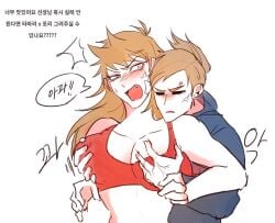 2022 2girls black_eyes breasts eddsworld ellsworld female hands_on_breasts multiple_girls tamara_(eddsworld) tori_(eddsworld)