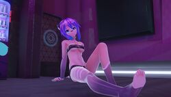 3d barely_clothed clothing feet female female_focus female_only melody_(projektmelody) official official_art projektmelody purple_hair virtual_youtuber vshojo