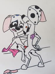 101_dalmatian_street 101_dalmatians 3:4 absurd_res anonymous_artist bandana bodypaint canid canine canis da_vinci_(101_dalmatians) dalmatian disney domestic_dog dylan_(101_dalmatians) female feral hi_res kerchief male mammal paint penis straight unknown_artist