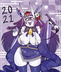 1girls 2021 areola_slip aya_(lewderie) bangs bikini_pull black_hair blunt_bangs cleavage cyclops female female_only forehead_jewel hair_flower highres horns japanese_clothes legwear lewderie long_hair looking_at_viewer nipple_peek one_eye oni oni_horns purple_eyes side-tie_bikini slit_pupils smile solo solo_female thick_thighs white_skin yellow_sclera