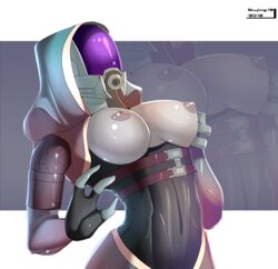 alien alien_girl bodysuit breasts exposed_breasts mask mass_effect quarian tali'zorah_nar_rayya teqa