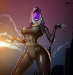 abs alien bodysuit hood mask mass_effect quarian skin_tight skyline19 tali'zorah_nar_rayya teqa thick_thighs