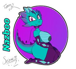 aged_up anthro dragon english_text fang female green_skin hi_res nazboo nick_jr nickelodeon purple_clothing rule_63 scales scalie seizmic shimmer_and_shine signature text