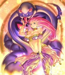 1girls arbok belly_dancer belly_dancer_outfit blue_eyes dancer dancer_outfit harem_girl harem_outfit harem_pants huge_breasts hypnosis hypnotizing_viewer jessie_(pokemon) kaa_eyes long_hair mind_control nintendo pokemon psychowolffy red_hair snake spiral_eyes team_rocket voluptuous