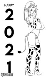 bell_collar cow_ears cow_girl cow_print cow_print_gloves cow_print_thighhighs cow_tail cowgirl curvy falcon-creative fatal_fury femsub happy_new_year high_heels hucow huge_breasts king_of_fighters line_art long_hair looking_at_viewer mai_shiranui slave slave_collar smile snk submissive_female topless voluptuous