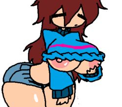 brown_hair female_only frisk huge_ass huge_breasts reddish_brown_hair reddish_hair the_absolute undertale video_game