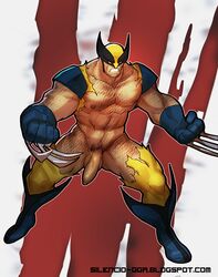 1boy biceps flaccid huge_cock male male_only marvel marvel_comics muscular nude ripped_clothing silencio solo solo_male thick_thighs uncut wolverine_(x-men) x-men yaoi