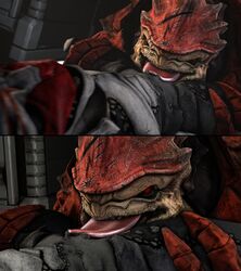 3d 3d_(artwork) absurd_res alien big_tongue cheap-wazoo cunnilingus duo english_text facial_scar female hi_res interspecies krogan leg_grab male mass_effect multiple_images muscular muscular_male nude open_mouth oral scar sex size_difference source_filmmaker straight text thigh_grab tongue tongue_out turian urdnot_wrex vaginal_penetration video_games