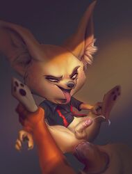 2boys alexalaz anal anal_sex anthro balls bottomless canid canine clothed clothing cum disney fennec finnick fox gay genitals humanoid_genitalia humanoid_penis male male/male male_only mammal neoteny penetration penis solo_focus tongue tongue_out yaoi zootopia