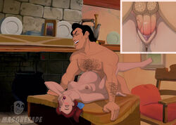 beauty_and_the_beast belle blushing disney disney_princess disney_villains gaston masquerade_(artist) nipples pregnant pregnant_sex pussy vaginal_penetration vaginal_sex