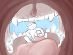 anthro faceless_male humanoid inside_mouth macro male male/male mammal micro micro_on_macro molars mouth_shot open_mouth pester polar_bear size_difference teeth tongue ursid ursine