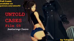 1girls 1monster 3d big_ass big_breasts bike_shorts blue_eyes brown_hair bubble_butt choker claire_redfield comic cover_page curvaceous curvy english fingerless_gloves gloves grey_skin holding_weapon holster hotpants huge_breasts koikatsu large_ass large_breasts looking_at_viewer looking_back mr_x open_mouth patreon ponytail resident_evil resident_evil_2 revealing_clothes revolver spandex string_panties takeo92 text thick_thighs trenchcoat tyrant wide_hips