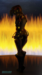 4k 9:16 absurd_res alien alien_humanoid anus armor clothed clothing ember_(warframe) female fire genitals glowing glowing_anus glowing_genitalia glowing_nipples glowing_pussy henrakio hi_res humanoid looking_back nipples pussy rear_view solo video_games warframe