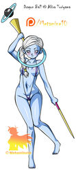 angel_(dragon_ball) blue_skin braided_hair breasts clothed clothed_female cus dragon_ball dragon_ball_super feet female metamine10 sling_bikini solo staff tied_hair white_hair