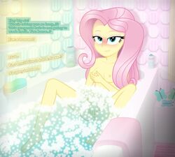 1girls accurate_art_style animated bath breasts bubble_bath dialogue english english_text equestria_girls exposed_breasts female fluttershy_(eg) fluttershy_(mlp) hasbro masturbation my_little_pony nipples offscreen_character offscreen_male partially_nude randomtriples solo solo_female straight_hair video zephyr_breeze_(mlp)