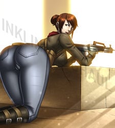 ass big_ass brown_hair call_of_duty cameltoe clothed gun inkling_ghaul jeans looking_back pants portnova tagme tight_jeans tight_pants yirina_portnova