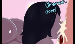 adventure_time ass ass_focus asstronsfw black_hair blowjob boing bouncing_ass bouncing_breasts bubble_butt butt_focus cartoon_network cum cum_in_mouth deepthroat ejaculation fang fellatio finn_the_human grey_skin huge_ass large_breasts long_hair marceline mommy oral oral_penetration oral_sex sex sound straight thick_ass tongue_out_blowjob vampire video walking walking_away