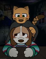 1boy 1boy1girl 1girls absurd_res ambiguous_penetration anthro anthro_on_anthro anthro_only bent_over bent_over_table big_cat black_robe blush blushing brown_ears brown_eyes brown_eyes_female brown_fur brown_nose brown_stripes canine cavalier_king_charles_spaniel clothes clothing cross cross_necklace cub cub_female cub_male cub_on_cub dark_background dark_brown_nose digital_media_(artwork) dog domestic_dog duo duo_anthro duo_furry feline felixmcfurry female_cub fur furry furry_on_furry furry_only green_eyes green_eyes_male hand_on_ear heart hearts hetero hetero_sex hi_res highres indoors jay_(the_walten_files) m/f male/female male_cub male_on_female markings markings_(fur) necklace no-human no_human no_humans no_visible_genitalia non-human non-human_only only_furry orange_body orange_fur overalls paco_(trotpr) penetration png robe screencap_background sex spaniel straight striped_clothing striped_ears stripes stripes_(marking) tail the_return_of_the_pumpkin_rabbit the_walten_files tiger white_fur young young_female young_male young_on_young